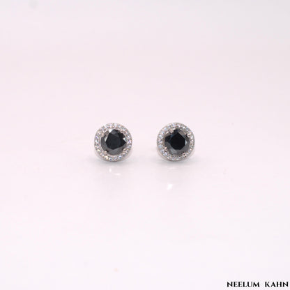 Men 2Ct (1ct each) black Moissanite Diamond stud earrings