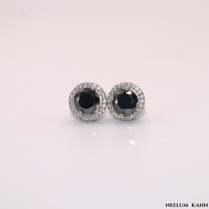 Men 2Ct (1ct each) black Moissanite Diamond stud earrings