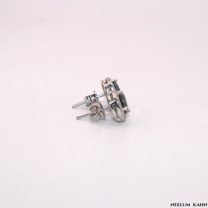 Men 2Ct (1ct each) black Moissanite Diamond stud earrings