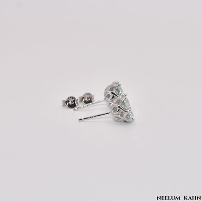 Certified 4ct Moissanite Diamond S925 Silver Platinum Plated Stud Earrings