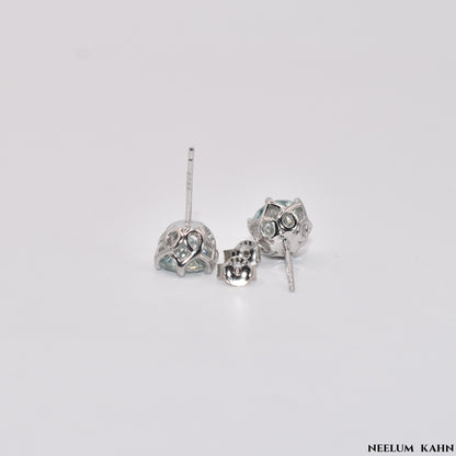 Certified 4ct Moissanite Diamond S925 Silver Platinum Plated Stud Earrings