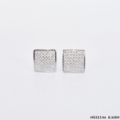 Certified 0.5 (*2)Ct Moissanite Screw Stud Earrings Square Stud for Men – S925 Silver