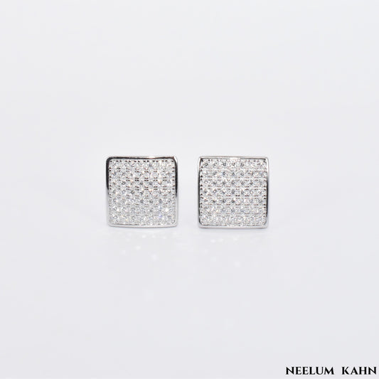 Certified 0.5 (*2)Ct Moissanite Screw Stud Earrings Square Stud for Men – S925 Silver