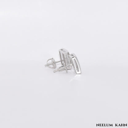 Certified 0.5 (*2)Ct Moissanite Screw Stud Earrings Square Stud for Men – S925 Silver