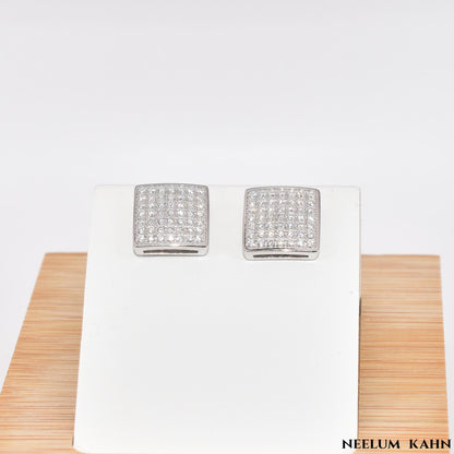 Certified 0.5 (*2)Ct Moissanite Screw Stud Earrings Square Stud for Men – S925 Silver