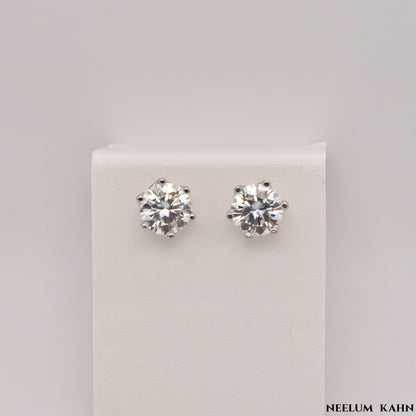 Certified 2ct (1ct Each) Moissanite Diamond Screw Studs, 18K Gold Plated for Men and Women