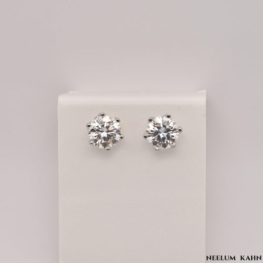 Certified 2ct (1ct Each) Moissanite Diamond Screw Studs, 18K Gold Plated for Men and Women