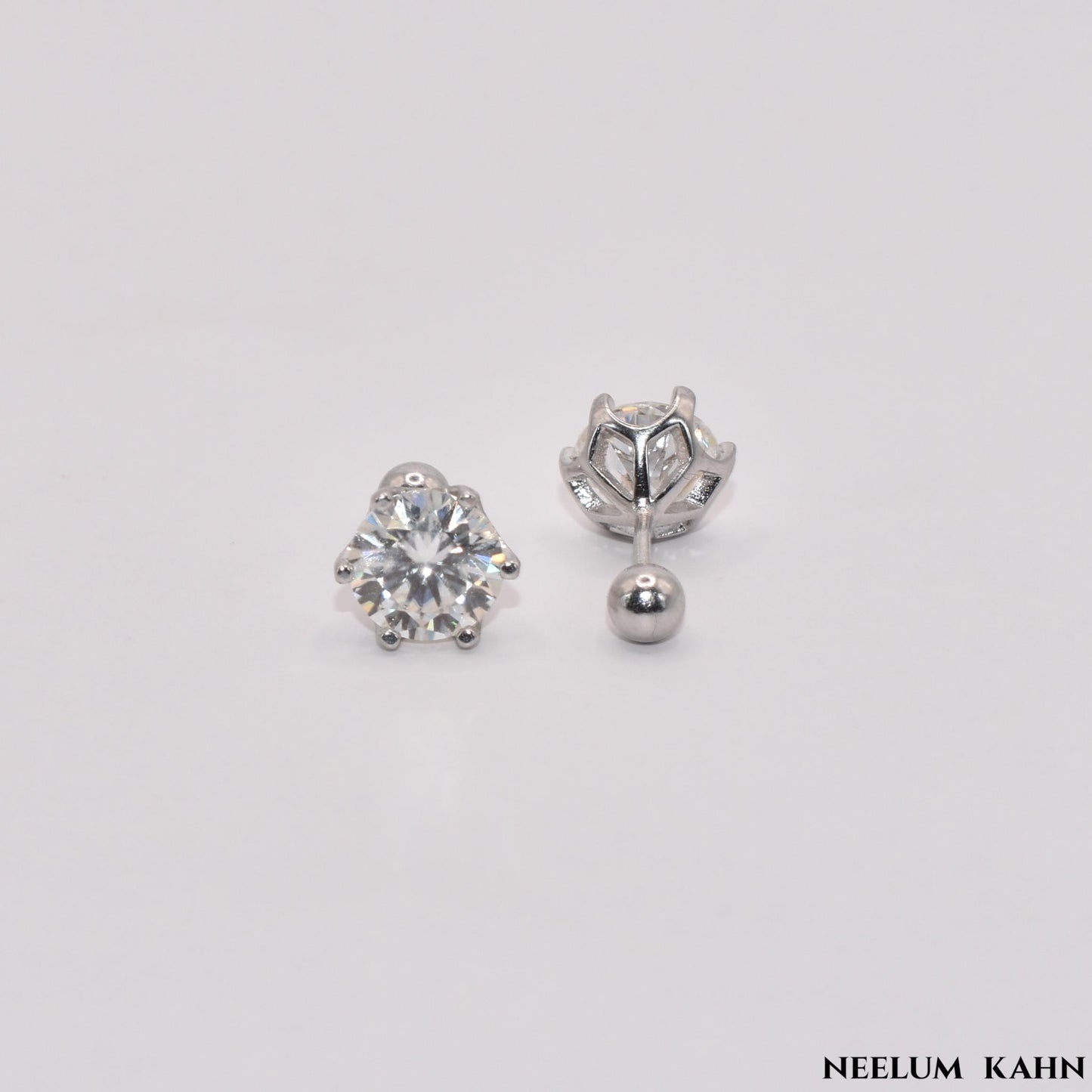 Certified 2ct (1ct Each) Moissanite Diamond Screw Studs, 18K Gold Plated for Men and Women