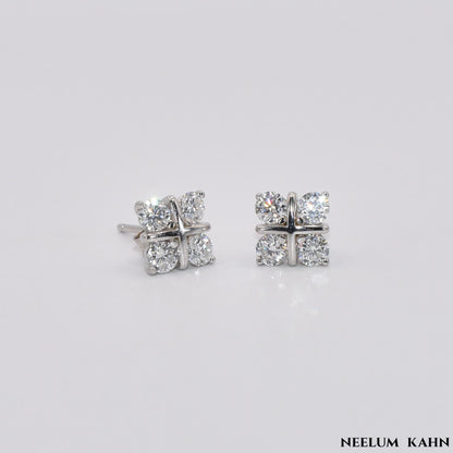 Certified 0.8Ct Moissanite Diamond Stud Earrings