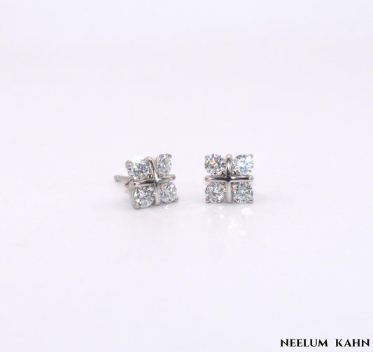 Certified 0.8Ct Moissanite Diamond Stud Earrings