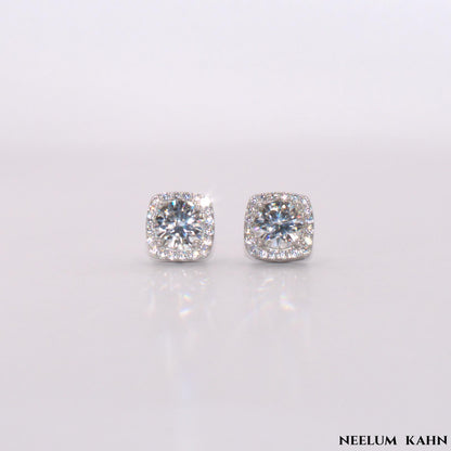 Certified 2Ct Moissanite Stud Earrings – Square 925 Silver