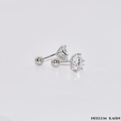 Certified 4Ct (2ct each) Moissanite Diamond (18k gold plated) Screw Stud Earrings