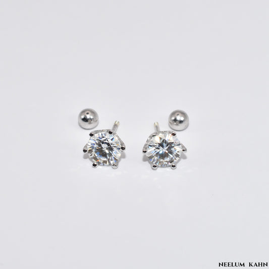 Certified 4Ct (2ct each) Moissanite Diamond (18k gold plated) Screw Stud Earrings