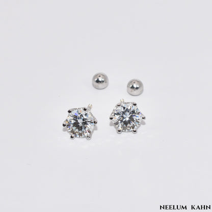 Certified 4Ct (2ct each) Moissanite Diamond (18k gold plated) Screw Stud Earrings