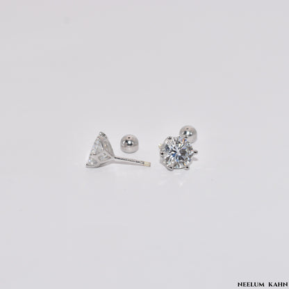 Certified 4Ct (2ct each) Moissanite Diamond (18k gold plated) Screw Stud Earrings