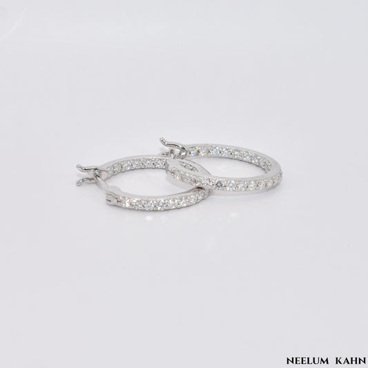 Certified Moissanite Diamond Hoop Earrings | S925 Silver for Men & Women