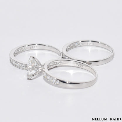 2Ct Moissanite Diamond Ring, S925 Sterling Silver Band, Round Cut, D Color, VVS1 Clarity, LED Gift Ring Box Included