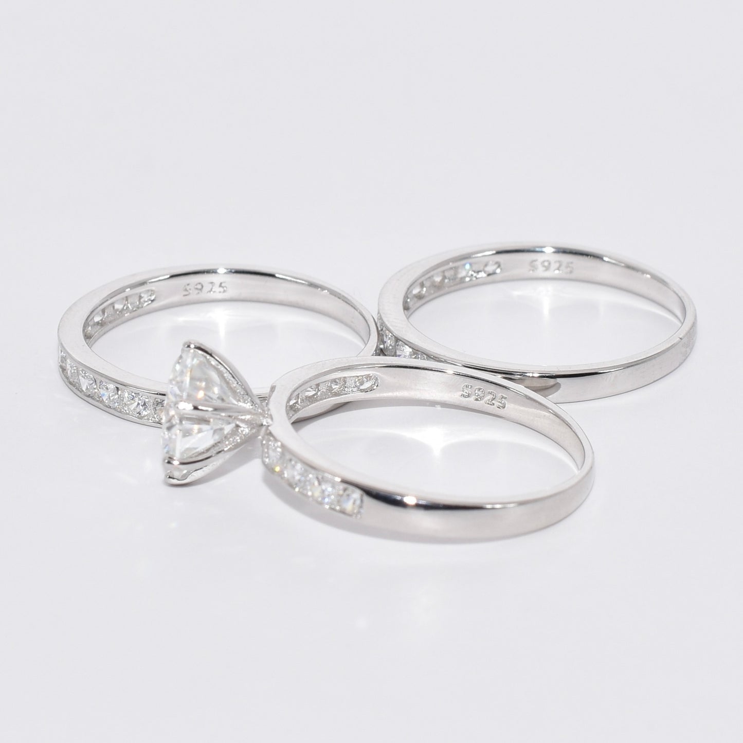 2Ct Moissanite Diamond Ring, S925 Sterling Silver Band, Round Cut, D Color, VVS1 Clarity, LED Gift Ring Box Included