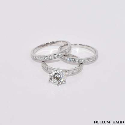 2Ct Moissanite Diamond Ring, S925 Sterling Silver Band, Round Cut, D Color, VVS1 Clarity, LED Gift Ring Box Included