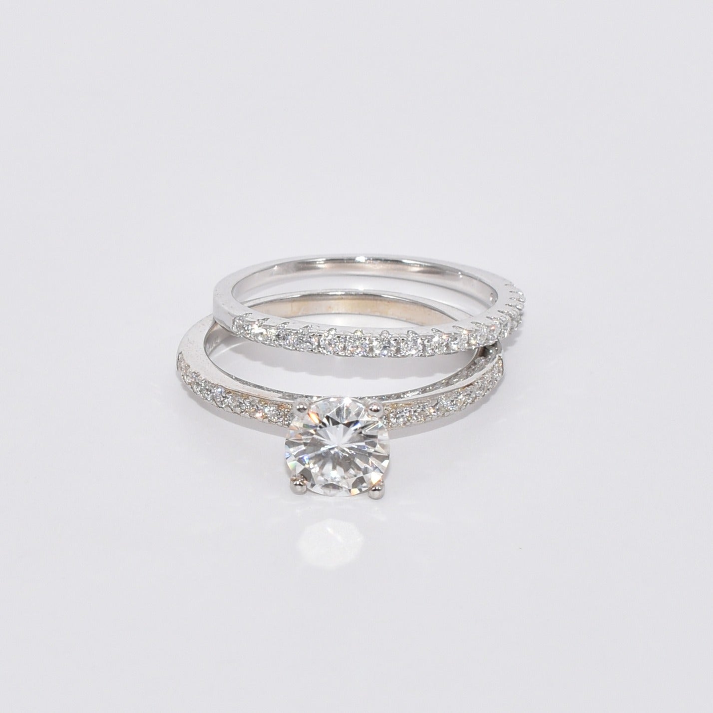 Certified 1.19Ct Moissanite Diamond Wedding Promise Band Set | S925 Silver 18K Gold Plated