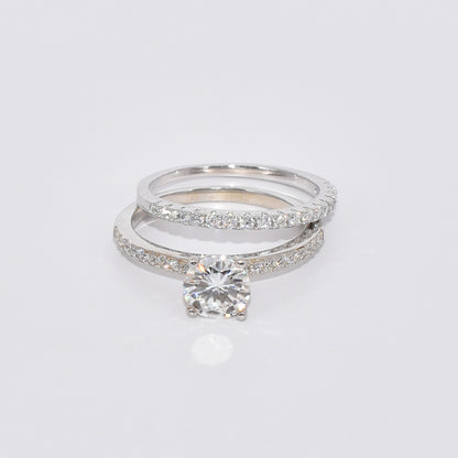 Certified 1.19Ct Moissanite Diamond Wedding Promise Band Set | S925 Silver 18K Gold Plated