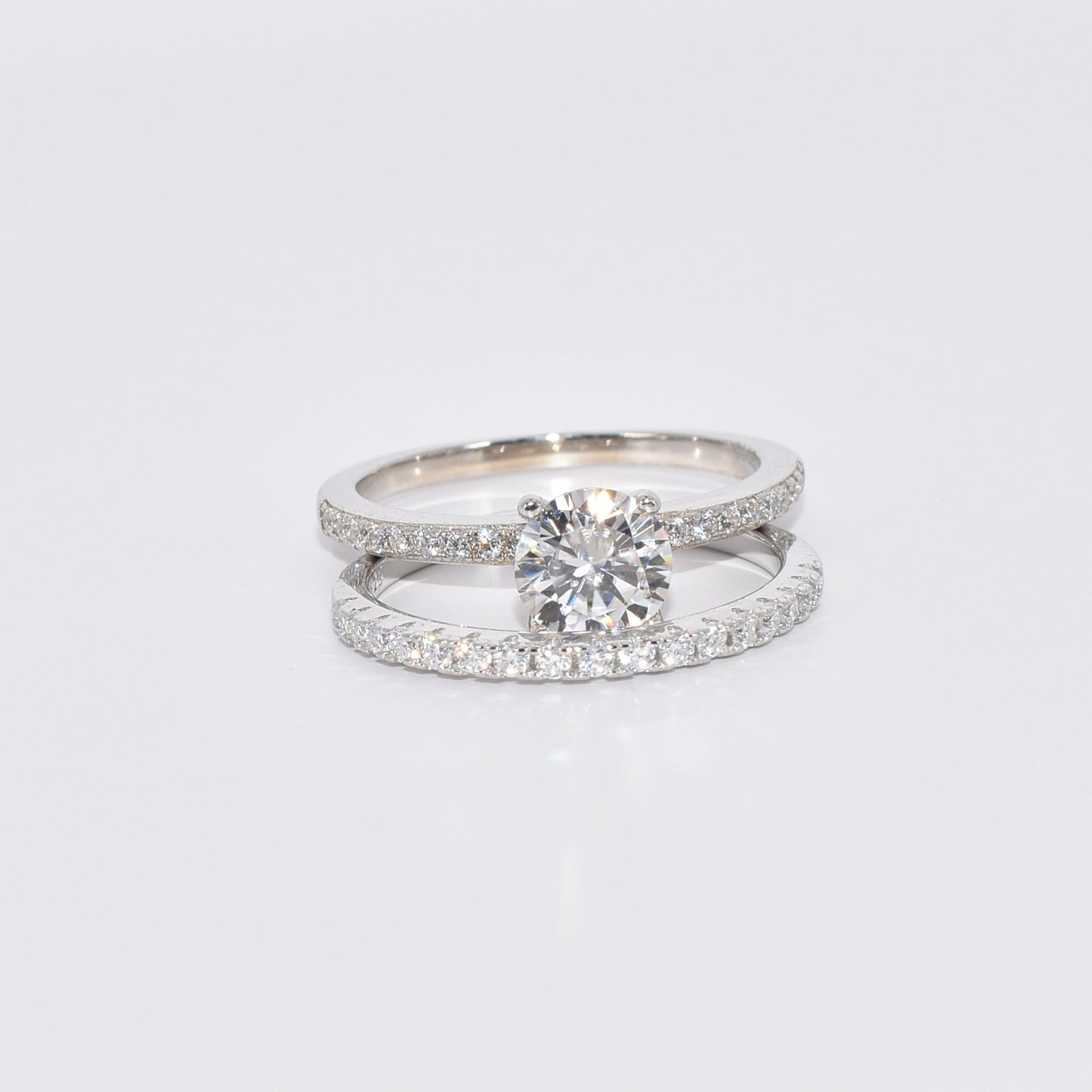 Certified 1.19Ct Moissanite Diamond Wedding Promise Band Set | S925 Silver 18K Gold Plated