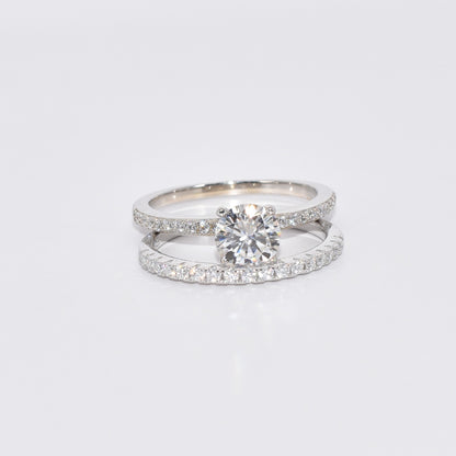 Certified 1.19Ct Moissanite Diamond Wedding Promise Band Set | S925 Silver 18K Gold Plated