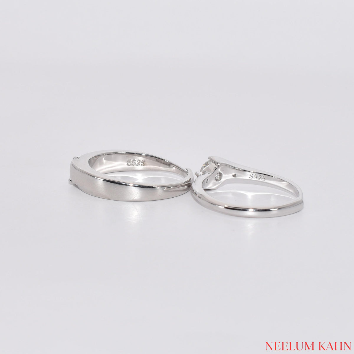 Moissanite Couple Rings Set | 0.5ct Each | Platinum Plated S925 Silver