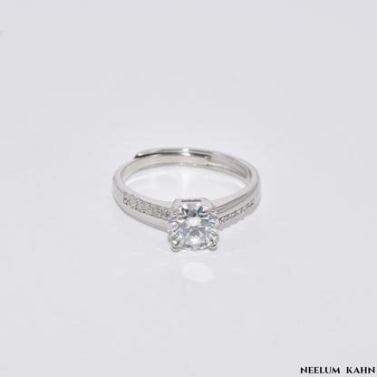 Certified 1Ct Moissanite Diamond Engagement Ring  Adjustable
