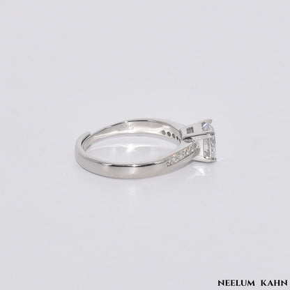 Certified 1Ct Moissanite Diamond Engagement Ring  Adjustable