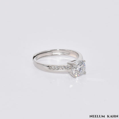 Certified 1Ct Moissanite Diamond Engagement Ring  Adjustable