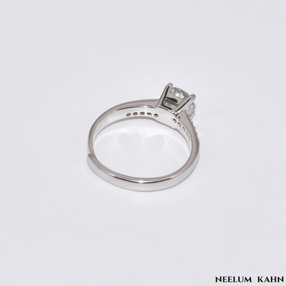 Certified 1Ct Moissanite Diamond Engagement Ring  Adjustable