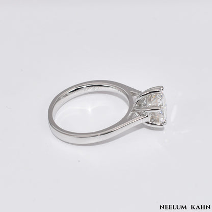 2Ct Moissanite Engagement Ring, 925 Sterling Silver, Round Cut, VVS1 Clarity, Platinum Plated, Gift Red Heart  LED Ring Box Included