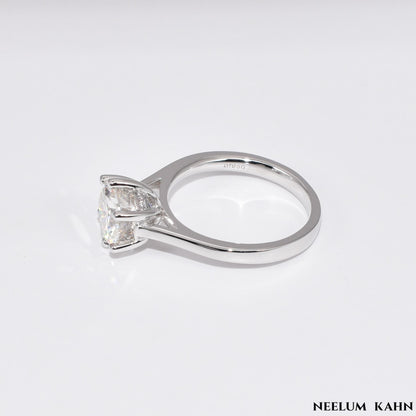 2Ct Moissanite Engagement Ring, 925 Sterling Silver, Round Cut, VVS1 Clarity, Platinum Plated, Gift Red Heart  LED Ring Box Included