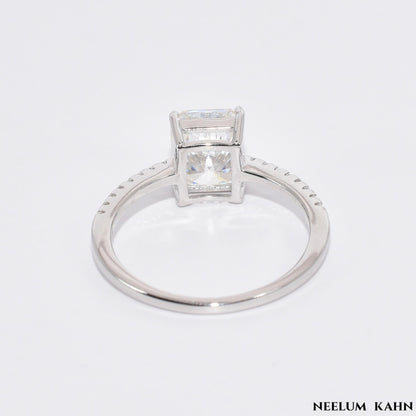 Radiant Cut 3Ct Moissanite Diamond S925 Silver Ring, Gift LED Ring Box Included