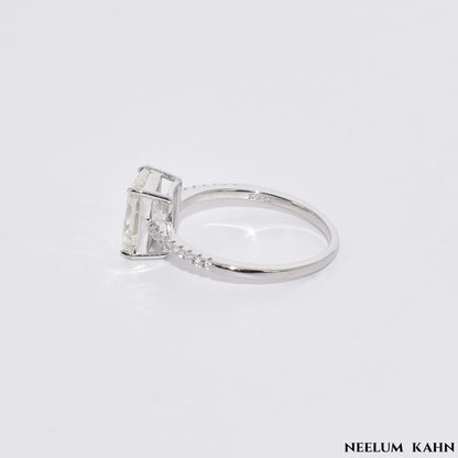 Radiant Cut 3Ct Moissanite Diamond S925 Silver Ring, Gift LED Ring Box Included