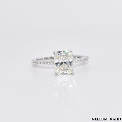 Radiant Cut 3Ct Moissanite Diamond S925 Silver Ring, Gift LED Ring Box Included