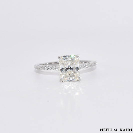Radiant Cut 3Ct Moissanite Diamond S925 Silver Ring, Gift LED Ring Box Included
