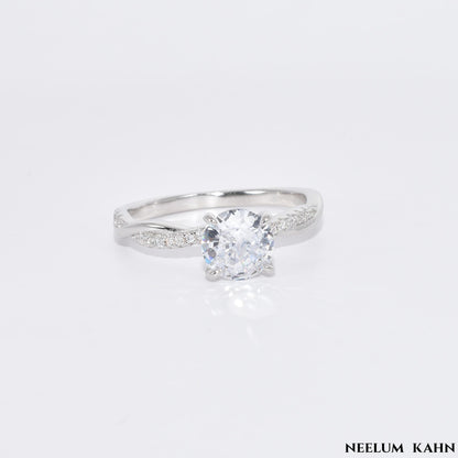 925 Sterling Silver Promise Ring Inlaid Shining Zircon
