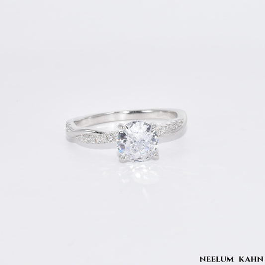 925 Sterling Silver Promise Ring Inlaid Shining Zircon