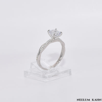 925 Sterling Silver Promise Ring Inlaid Shining Zircon