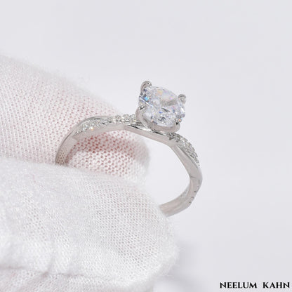 925 Sterling Silver Promise Ring Inlaid Shining Zircon