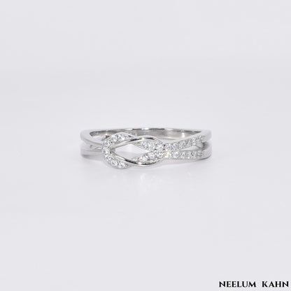 S925 Silver Knot Shape Zircon Ring
