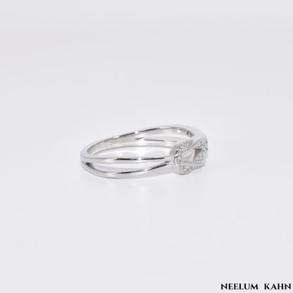 S925 Silver Knot Shape Zircon Ring