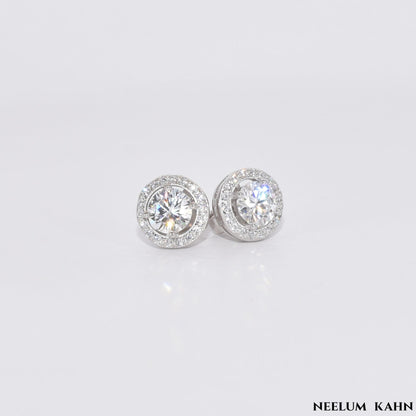 1Ct Moissanite Diamond Stud Earrings for Men & Women (0.5Ct Each) | LED Ring Box Included