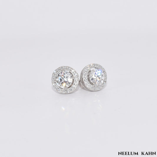 1Ct Moissanite Diamond Stud Earrings for Men & Women (0.5Ct Each) | LED Ring Box Included