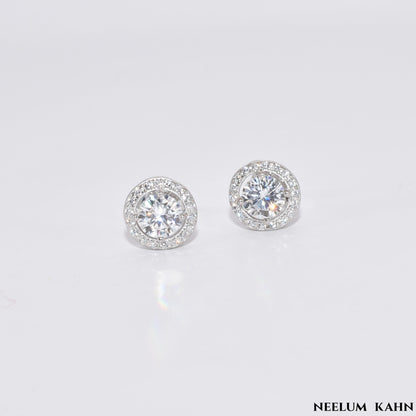 1Ct Moissanite Diamond Stud Earrings for Men & Women (0.5Ct Each) | LED Ring Box Included