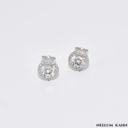 1Ct Moissanite Diamond Stud Earrings for Men & Women (0.5Ct Each) | LED Ring Box Included
