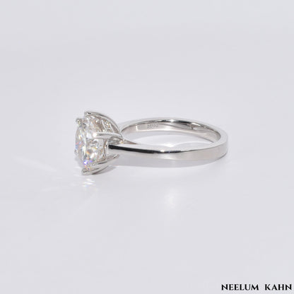 Certified 4ct Moissanite Diamond Platinum Plated S925 Silver Proposal Ring