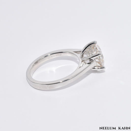 Certified 4ct Moissanite Diamond Platinum Plated S925 Silver Proposal Ring